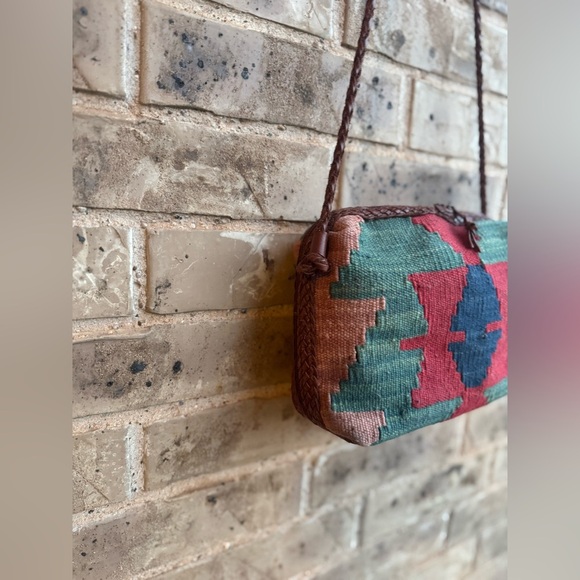 LJS Bohemian Aztec woven wool shoulder bag Braided Lea Shoulder Bag - Picture 3 of 11